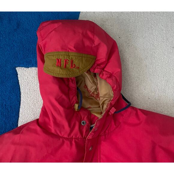 Vtg 90s NFL San Francisco 49ers Triple FaT Goose Down Sideline Long Coat Mens XL - Picture 4 of 14